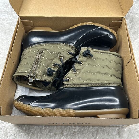 Sperry Top Sider Saltwater Quilted Duck Boot Olive Green - Picture 4 of 10